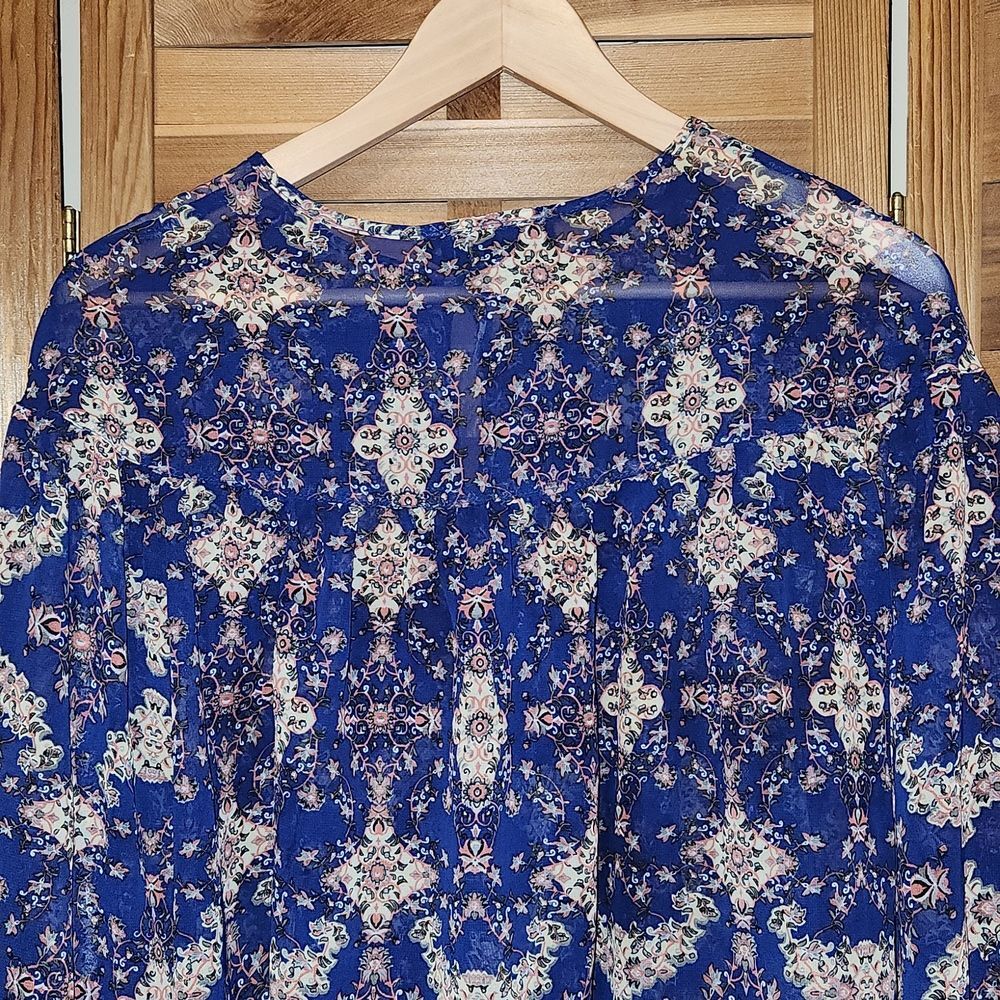Trixxi Clothing Company Unlined Shirt Women S Navy Orange White Polyester - Picture 4 of 8